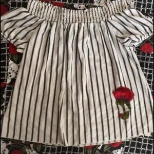 Striped blouse with rose 🌹